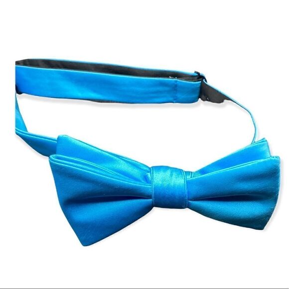 Haggar adjustable Bow tie turquoise blue polyester - Picture 3 of 8